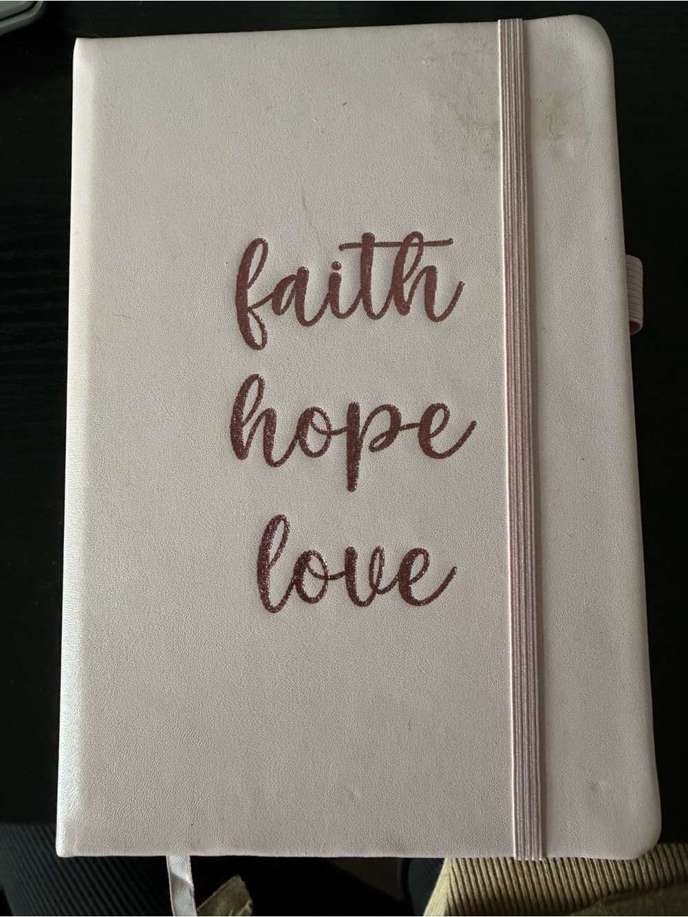 Faith Hope Love Pink Elastic-Band hard cover Journal